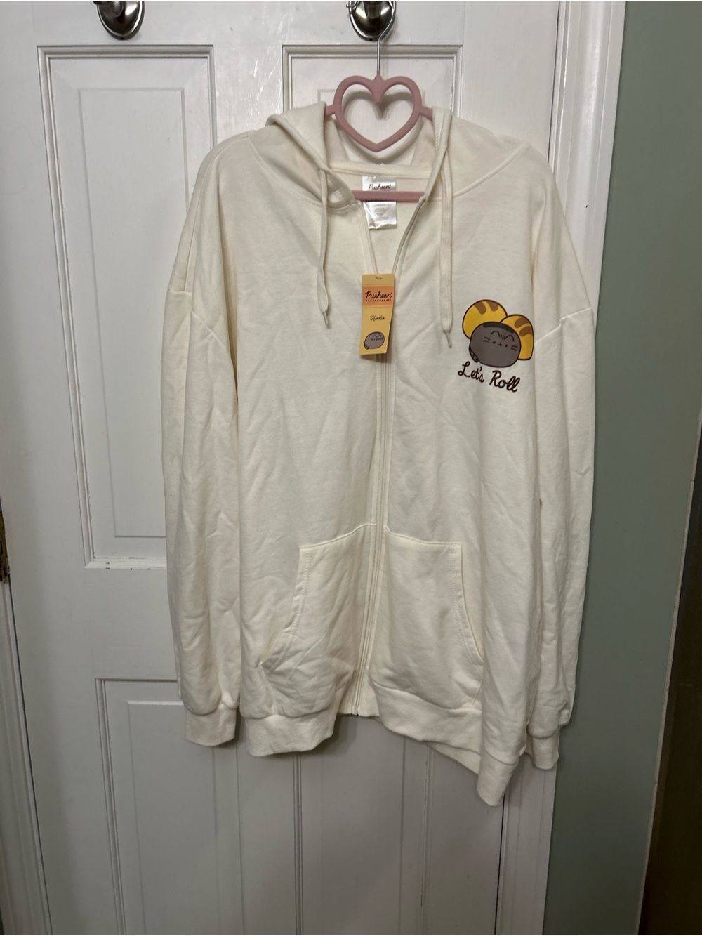 NWT Pusheen “Let’s Roll” Cream Zip-Up Hoodie